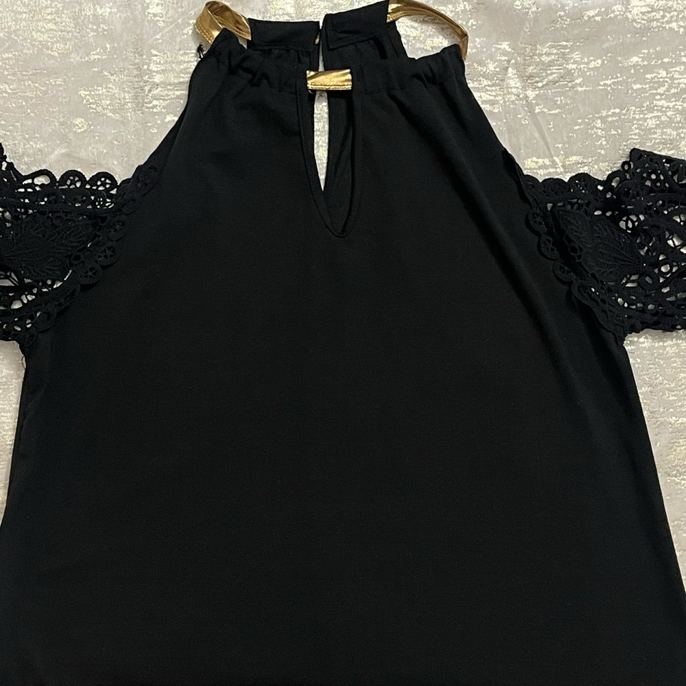 MISSLOOK Black Dress with Gold Accent Lace Cocktail Party Women’s size XL - Picture 4 of 4